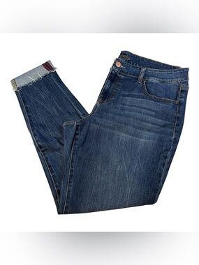 Maurices Jeans Women’s 18W Straight Skinny Cuffed Raw Hem Stretch